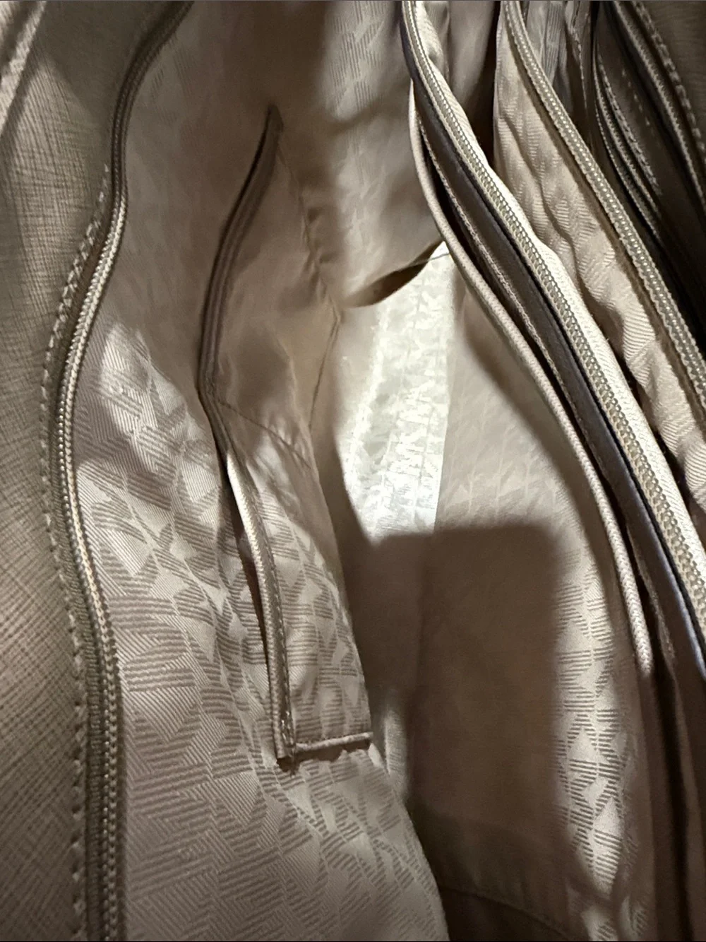 Michael Kors Taupe Saffiano Leather Tote with Gold Accents